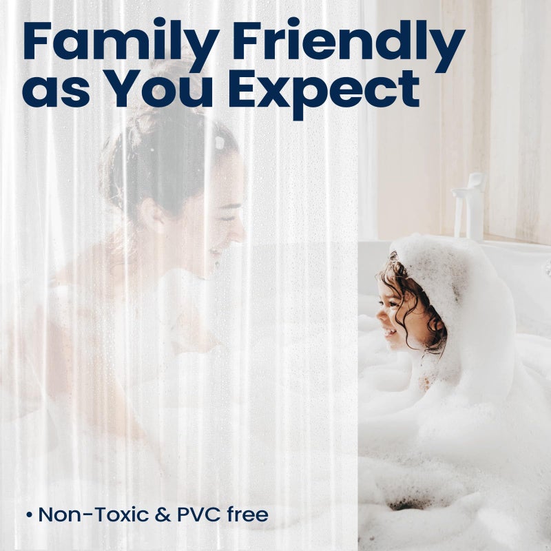 downluxe Set of 3 Clear Shower Curtain Liner, PEVA Heavy Duty Plastic Shower Liner with 3 Magnets, 72" x 72" Waterproof Bathroom Curtain - Image 5